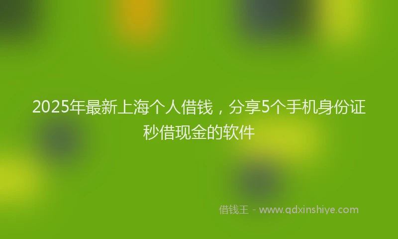 2025年最新上海个人借钱，分享5个手机身份证秒借现金的软件