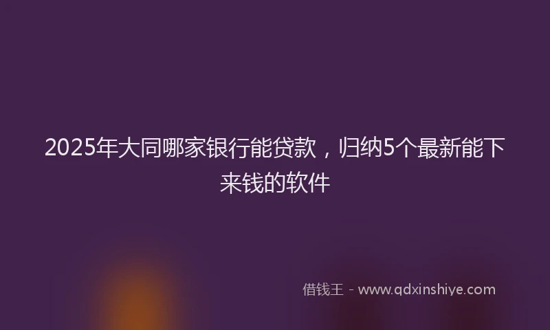 2025年大同哪家银行能贷款，归纳5个最新能下来钱的软件