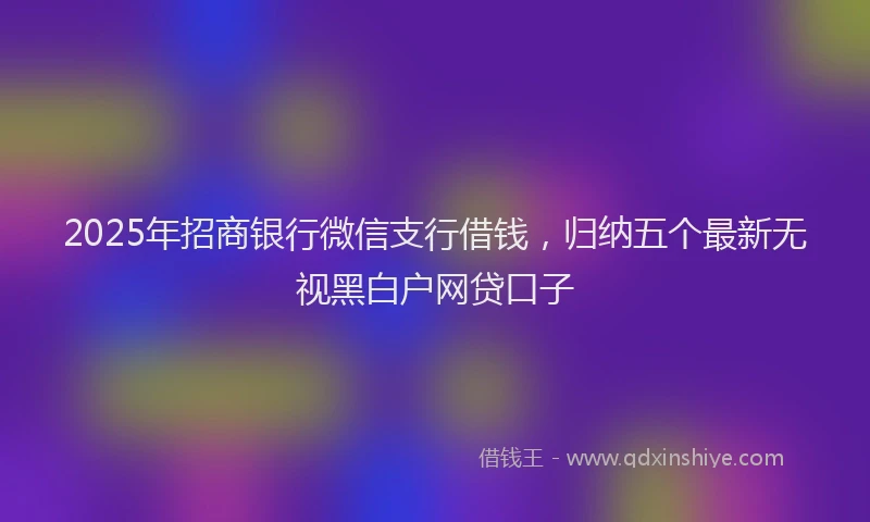 2025年招商银行微信支行借钱，归纳五个最新无视黑白户网贷口子