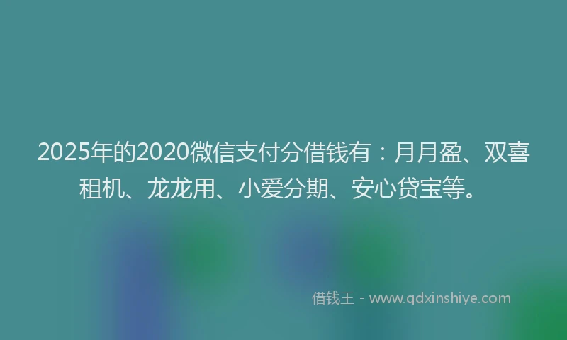 2025年的2020微信支付分借钱有：月月盈、双喜租机、龙龙用、小爱分期、安心贷宝等。