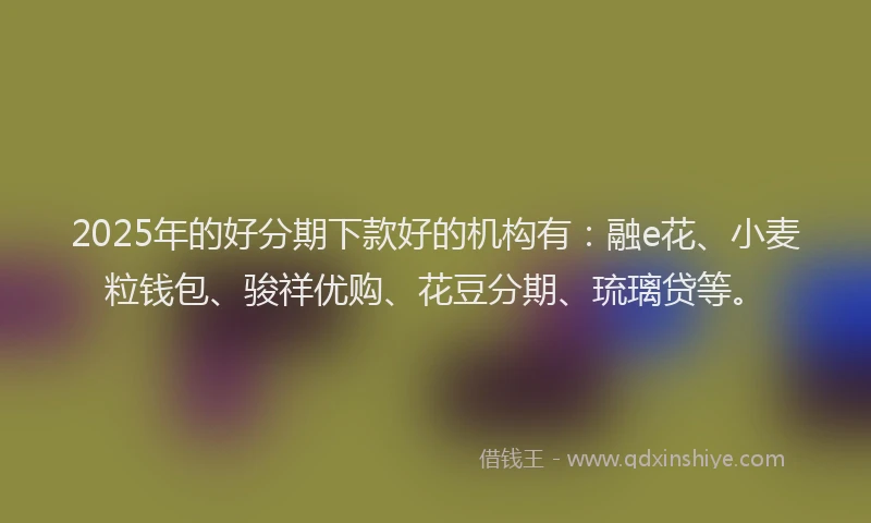 2025年的好分期下款好的机构有：融e花、小麦粒钱包、骏祥优购、花豆分期、琉璃贷等。