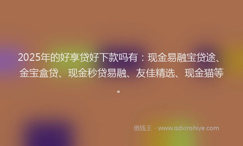 2025年的好享贷好下款吗有：现金易融宝贷途、金宝盒贷、现金秒贷易融、友佳精选、现金猫等。
