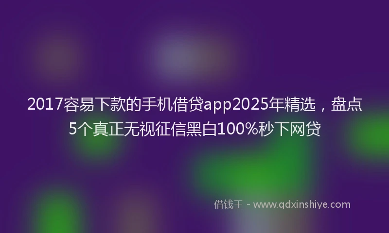 2017容易下款的手机借贷app2025年精选,盘点5个真正无视征信黑白100%秒下网贷