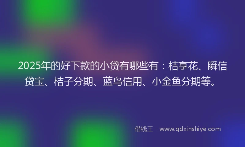 2025年的好下款的小贷有哪些有：桔享花、瞬信贷宝、桔子分期、蓝鸟信用、小金鱼分期等。