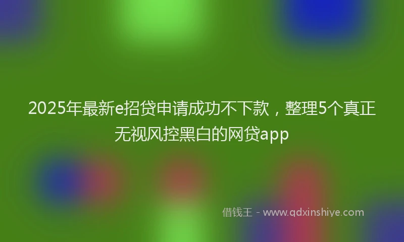 2025年最新e招贷申请成功不下款，整理5个真正无视风控黑白的网贷app
