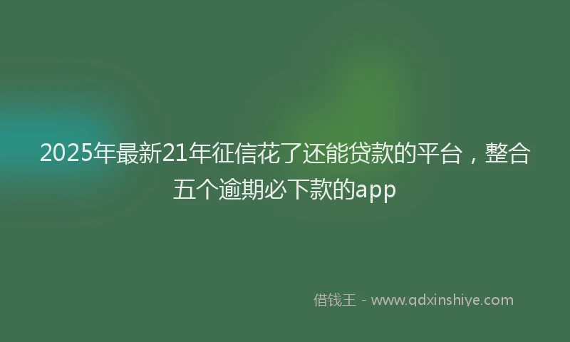 2025年最新21年征信花了还能贷款的平台，整合五个逾期必下款的app
