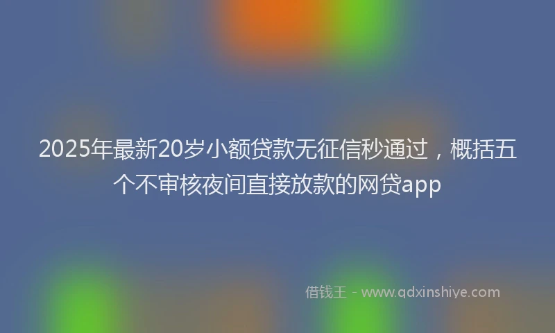 2025年最新20岁小额贷款无征信秒通过，概括五个不审核夜间直接放款的网贷app