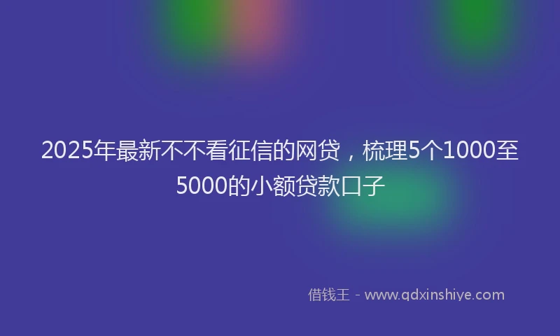 2025年最新不不看征信的网贷，梳理5个1000至5000的小额贷款口子