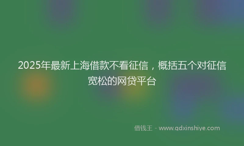 2025年最新上海借款不看征信，概括五个对征信宽松的网贷平台