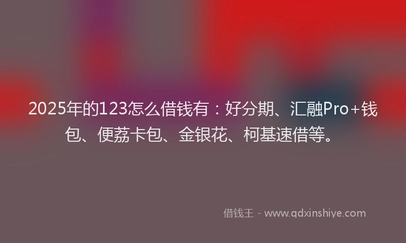 2025年的123怎么借钱有：好分期、汇融Pro+钱包、便荔卡包、金银花、柯基速借等。