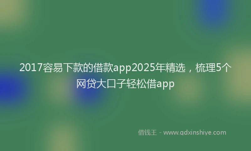 2017容易下款的借款app2025年精选，梳理5个网贷大口子轻松借app