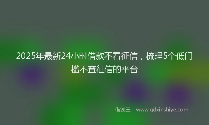2025年最新24小时借款不看征信，梳理5个低门槛不查征信的平台