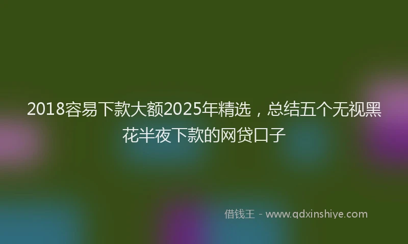 2018容易下款大额2025年精选，总结五个无视黑花半夜下款的网贷口子