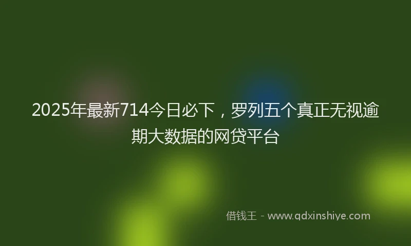 2025年最新714今日必下，罗列五个真正无视逾期大数据的网贷平台