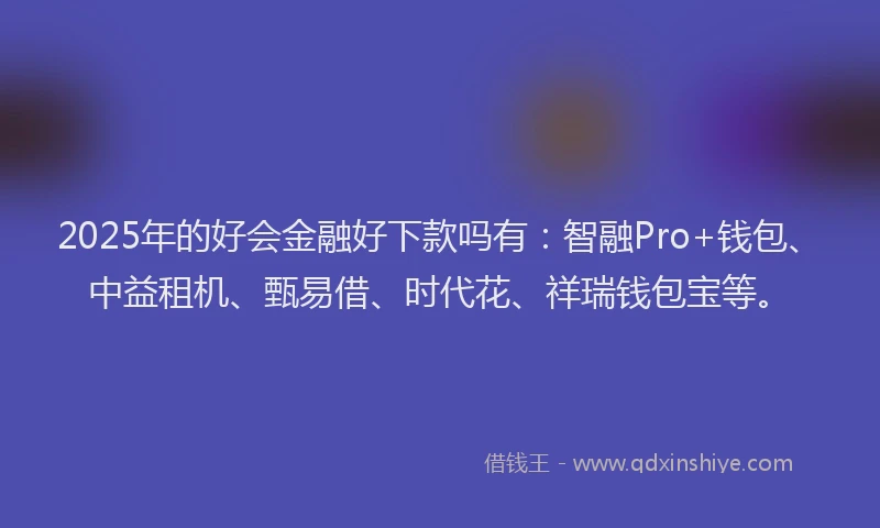 2025年的好会金融好下款吗有：智融Pro+钱包、中益租机、甄易借、时代花、祥瑞钱包宝等。