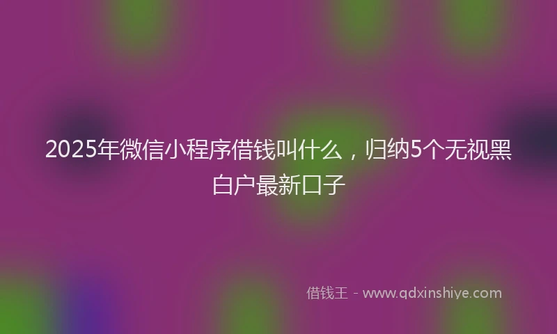 2025年微信小程序借钱叫什么，归纳5个无视黑白户最新口子