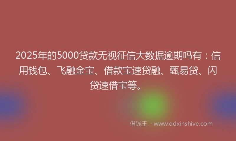 2025年的5000贷款无视征信大数据逾期吗有：信用钱包、飞融金宝、借款宝速贷融、甄易贷、闪贷速借宝等。