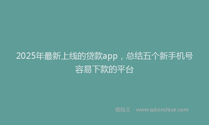 2025年最新上线的贷款app，总结五个新手机号容易下款的平台