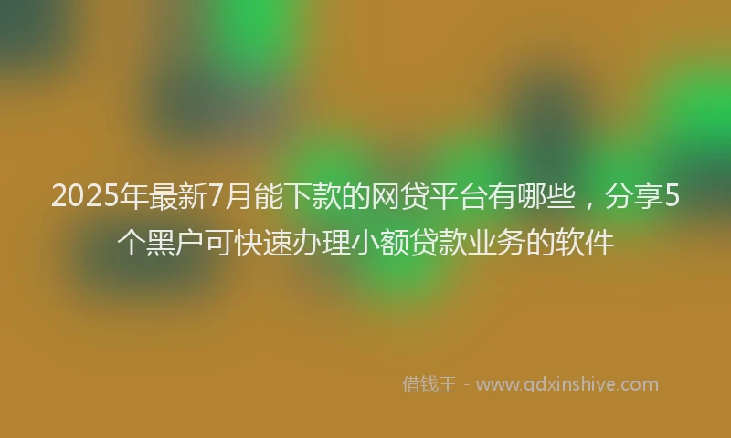 2025年最新7月能下款的网贷平台有哪些，分享5个黑户可快速办理小额贷款业务的软件