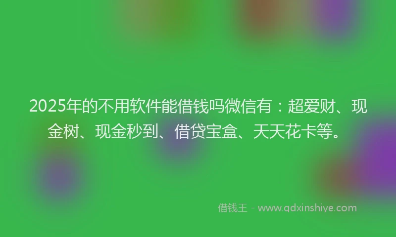 2025年的不用软件能借钱吗微信有：超爱财、现金树、现金秒到、借贷宝盒、天天花卡等。