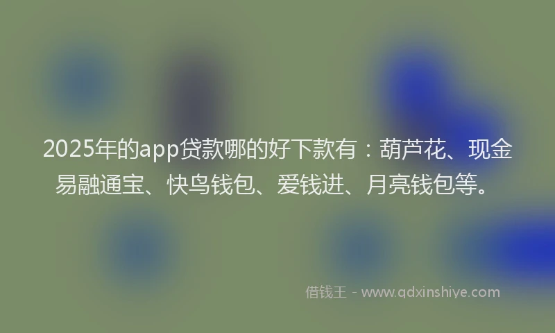 2025年的app贷款哪的好下款有：葫芦花、现金易融通宝、快鸟钱包、爱钱进、月亮钱包等。