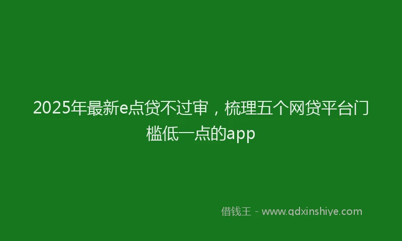 2025年最新e点贷不过审，梳理五个网贷平台门槛低一点的app