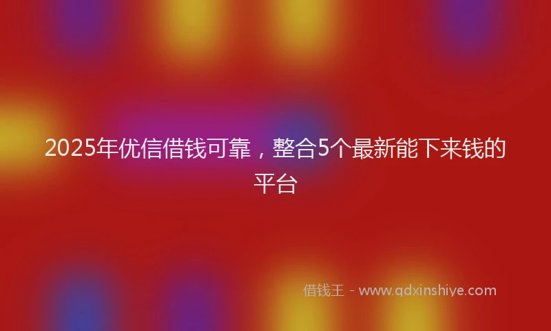 2025年优信借钱可靠，整合5个最新能下来钱的平台