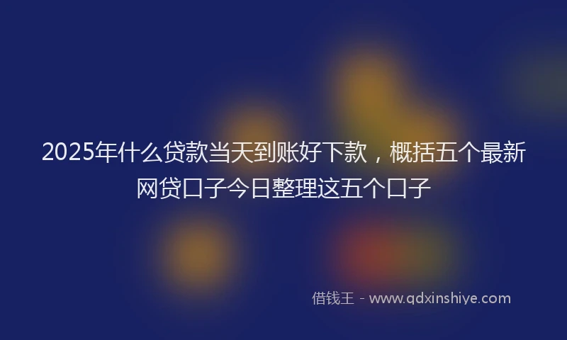 2025年什么贷款当天到账好下款，概括五个最新网贷口子今日整理这五个口子