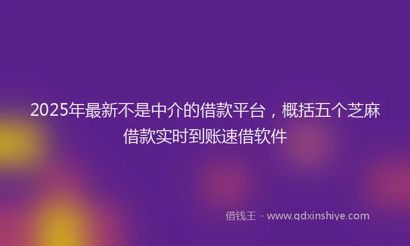 2025年最新不是中介的借款平台，概括五个芝麻借款实时到账速借软件