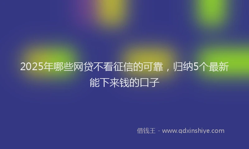 2025年哪些网贷不看征信的可靠，归纳5个最新能下来钱的口子