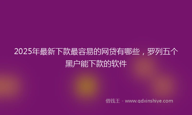 2025年最新下款最容易的网贷有哪些，罗列五个黑户能下款的软件