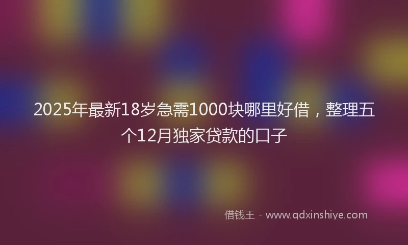 2025年最新18岁急需1000块哪里好借，整理五个12月独家贷款的口子