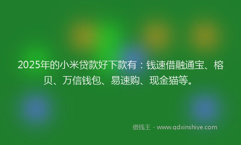 2025年的小米贷款好下款有：钱速借融通宝、榕贝、万信钱包、易速购、现金猫等。