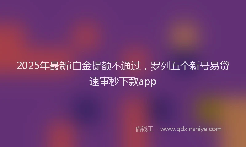 2025年最新i白金提额不通过，罗列五个新号易贷速审秒下款app