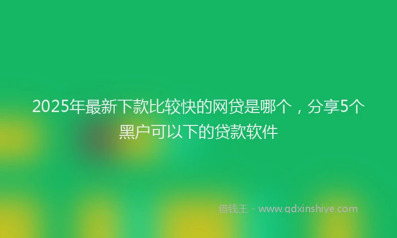 2025年最新下款比较快的网贷是哪个，分享5个黑户可以下的贷款软件