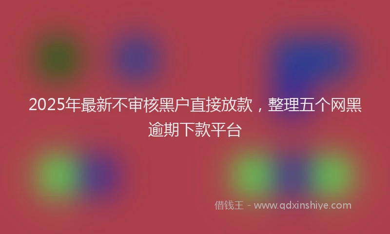 2025年最新不审核黑户直接放款，整理五个网黑逾期下款平台