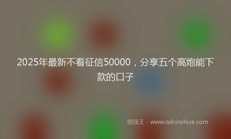 2025年最新不看征信50000，分享五个高炮能下款的口子