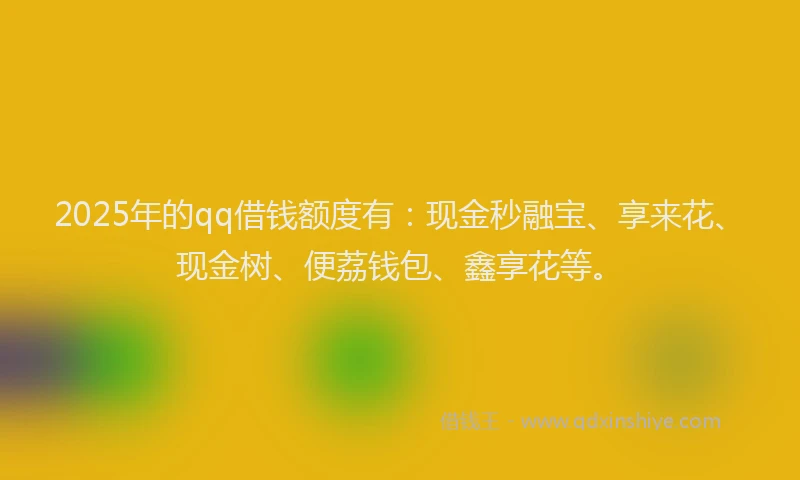 2025年的qq借钱额度有：现金秒融宝、享来花、现金树、便荔钱包、鑫享花等。