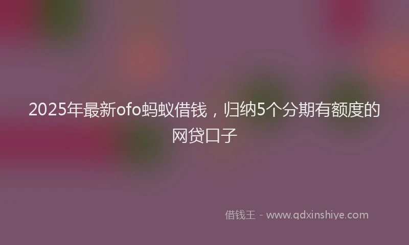 2025年最新ofo蚂蚁借钱，归纳5个分期有额度的网贷口子