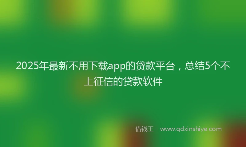 2025年最新不用下载app的贷款平台，总结5个不上征信的贷款软件