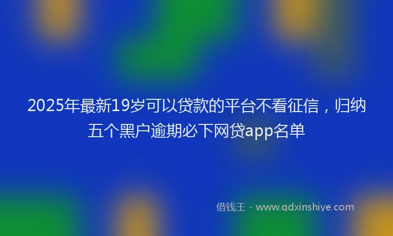 2025年最新19岁可以贷款的平台不看征信，归纳五个黑户逾期必下网贷app名单