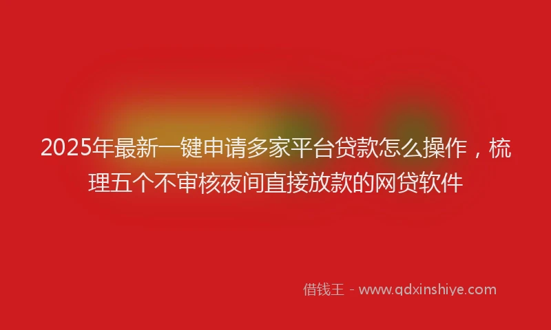 2025年最新一键申请多家平台贷款怎么操作，梳理五个不审核夜间直接放款的网贷软件
