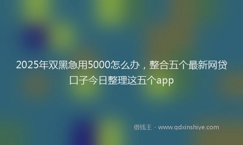 2025年双黑急用5000怎么办，整合五个最新网贷口子今日整理这五个app