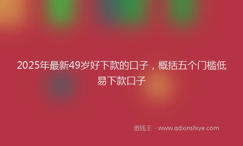 2025年最新49岁好下款的口子，概括五个门槛低易下款口子