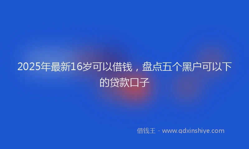 2025年最新16岁可以借钱，盘点五个黑户可以下的贷款口子