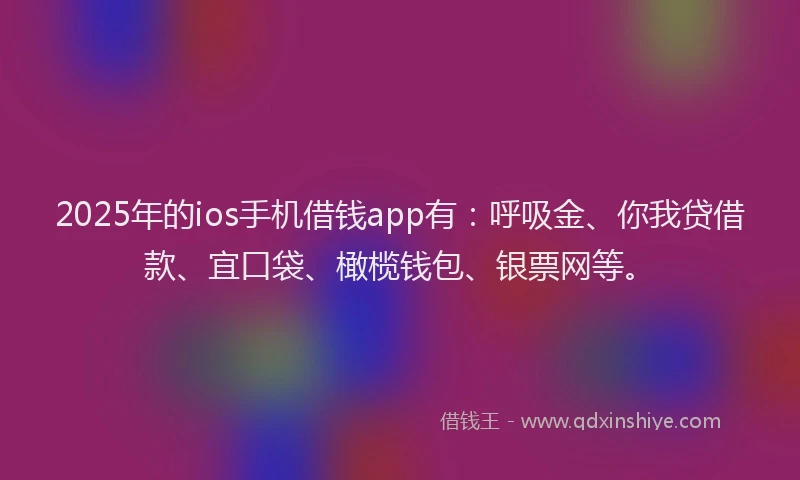 2025年的ios手机借钱app有：呼吸金、你我贷借款、宜口袋、橄榄钱包、银票网等。