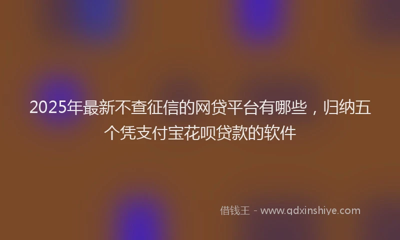2025年最新不查征信的网贷平台有哪些，归纳五个凭支付宝花呗贷款的软件
