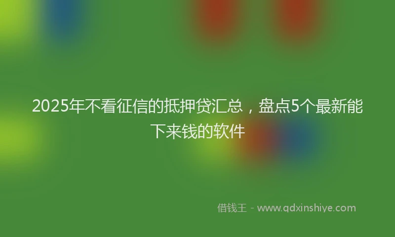 2025年不看征信的抵押贷汇总，盘点5个最新能下来钱的软件