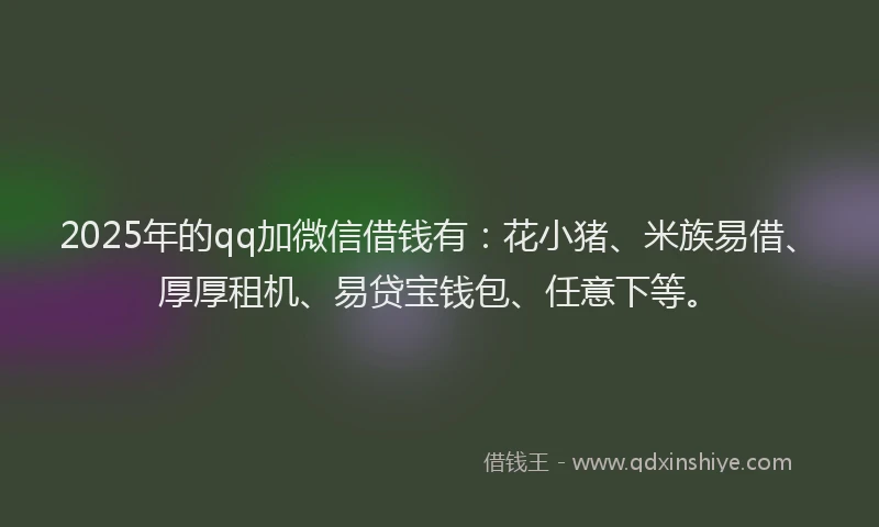2025年的qq加微信借钱有：花小猪、米族易借、厚厚租机、易贷宝钱包、任意下等。
