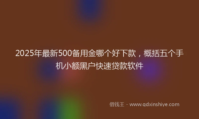 2025年最新500备用金哪个好下款，概括五个手机小额黑户快速贷款软件